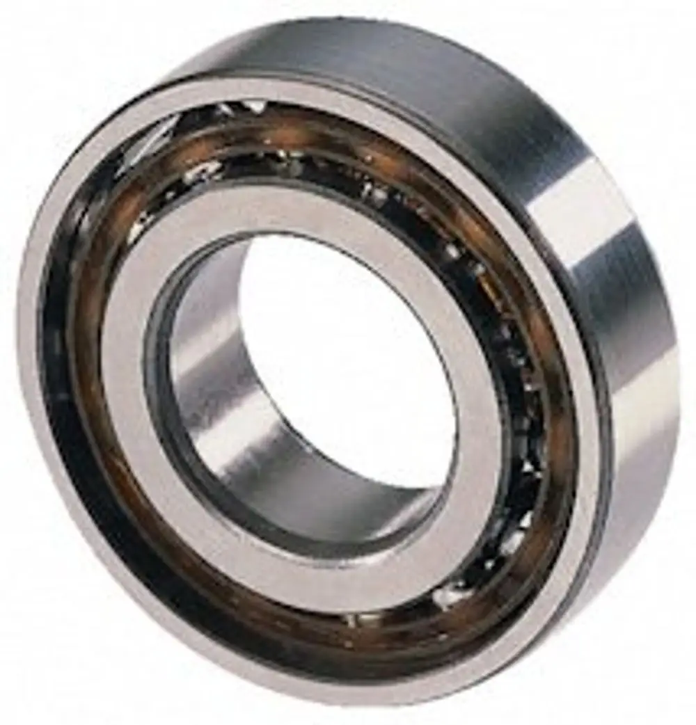Bosch Schrägkugellager mit metallischem Gehäuse und zentralem Loch, das für rotierende Anwendungen in Maschinen und Fahrzeugen verwendet wird.